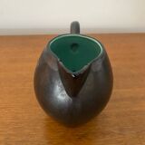 Pichet St Clément en céramique noir et vert, années 1950