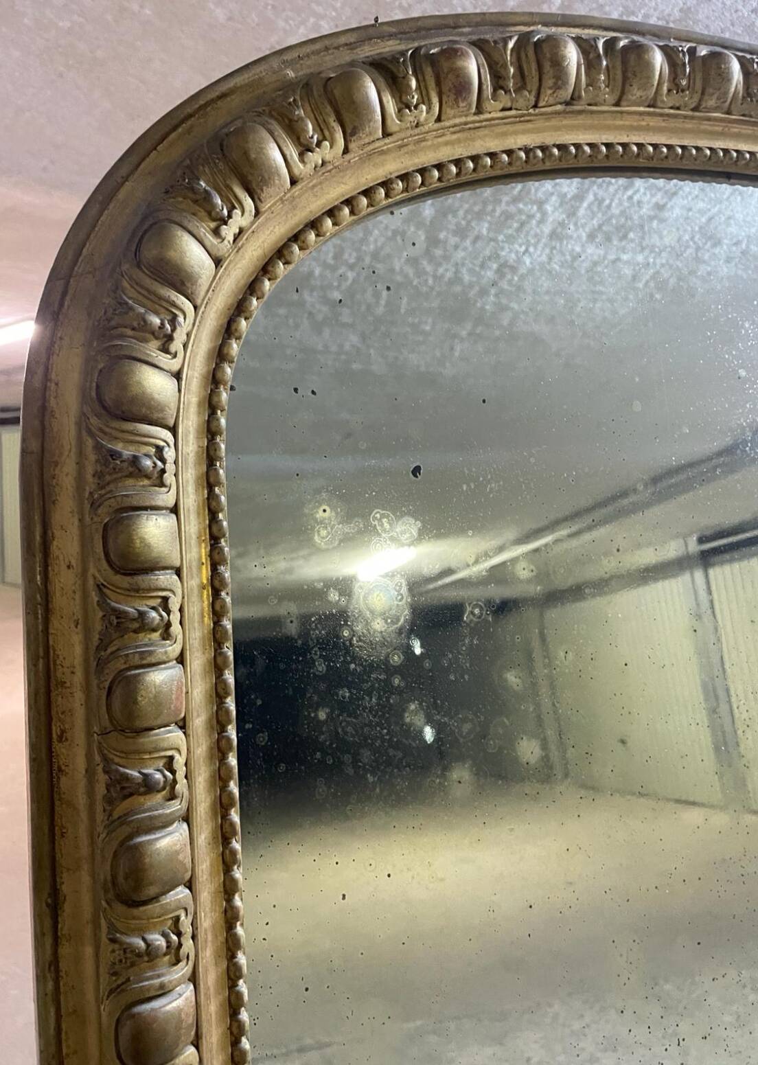 Antique Louis Philippe mirror with gilded gadroons - 173 x 110 cm