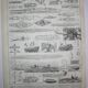 Lithograph • Submarine, submersible, marine • Original engraving from 1898