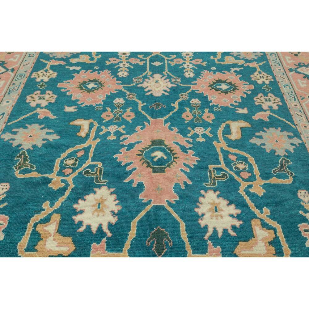 Hand Knotted Oushak Rug. Custom Size & Colors. Turkish Green Wool Area Rug. Antique 1900s Inspired Design. Made to Order
