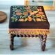 Tabouret ancien en noyer massif, Louis 13 tapisserie