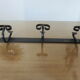 Wall coat rack 3 hooks in hammered wrought iron years 50 60