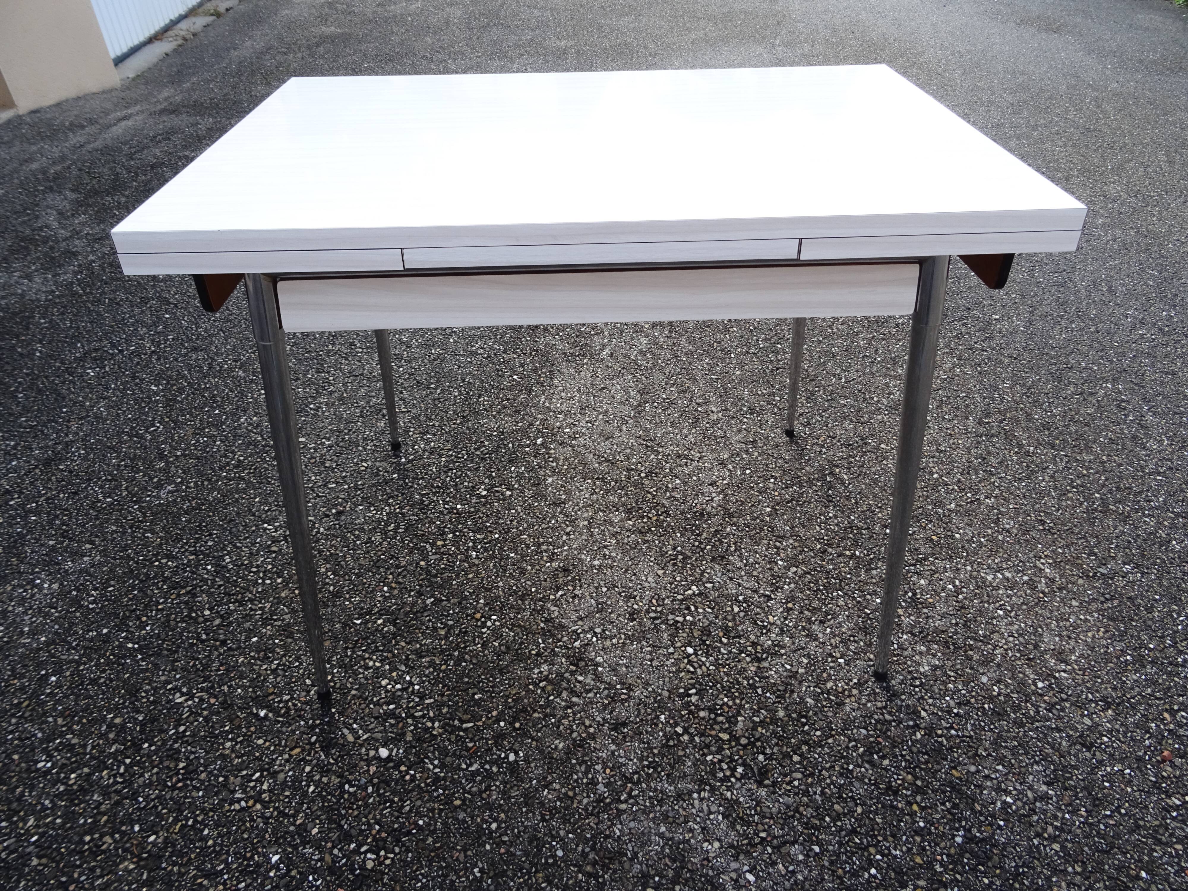 Vintage 60s white formica chrome kitchen table