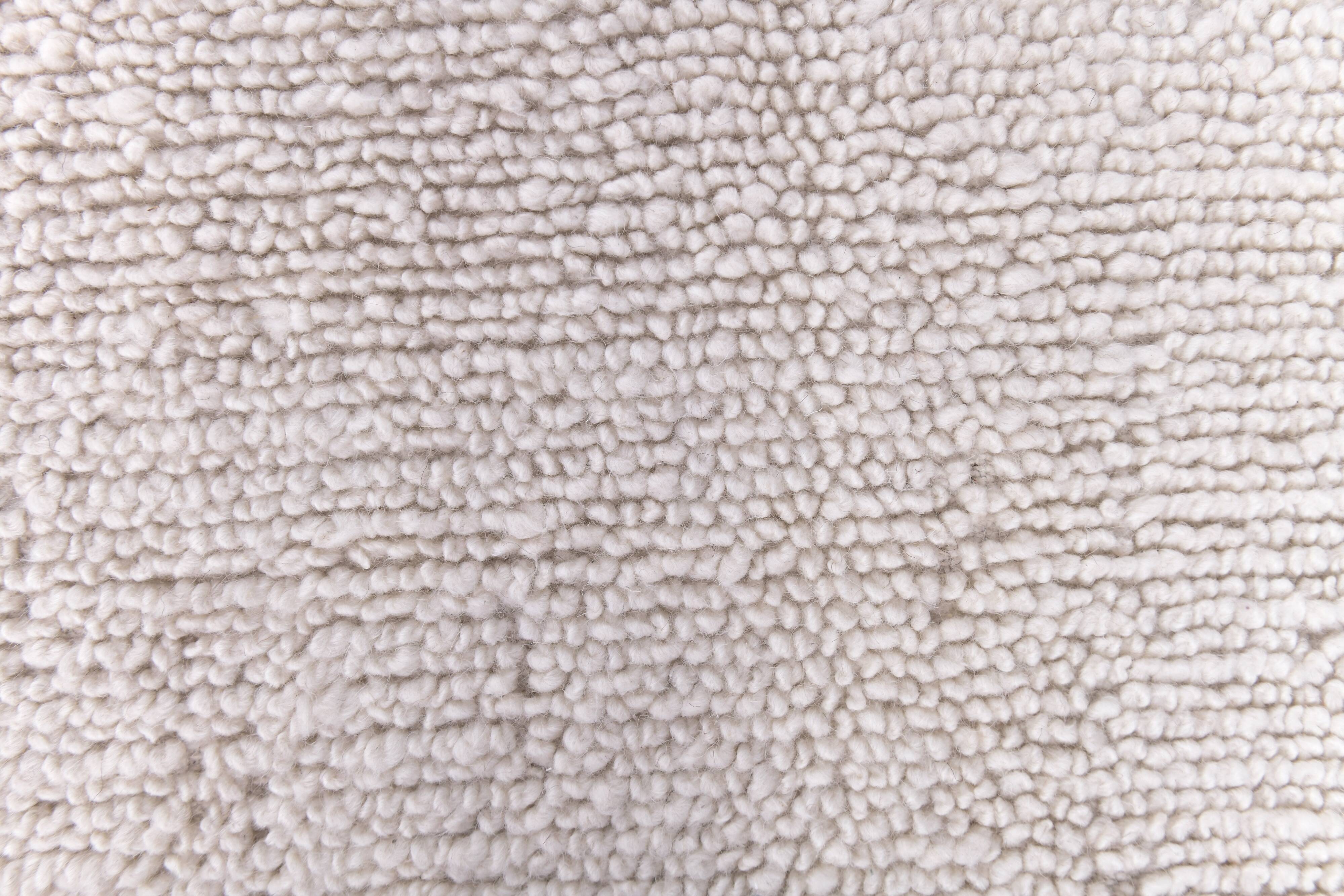 2x10 %100 Wool White Moroccan Runner Rug, 68x303Cm