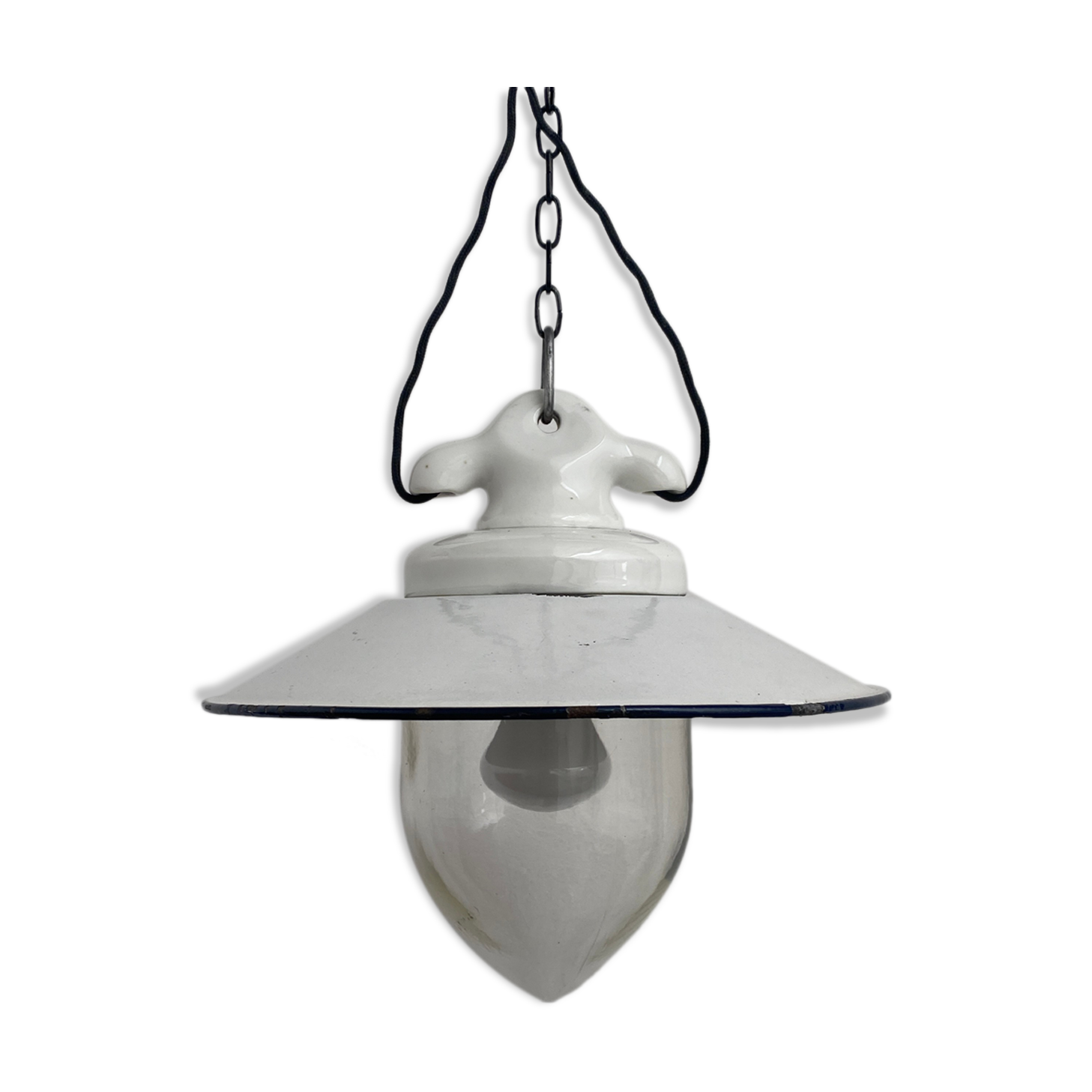 Glass industrial hanging lamp