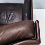 Comfortable Postmodern Brown Leather Armchair, Italy