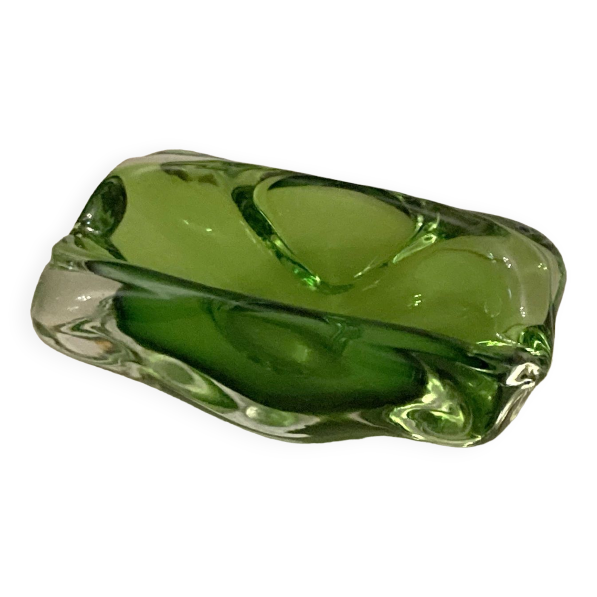 Murano iridescent green pocket tray
