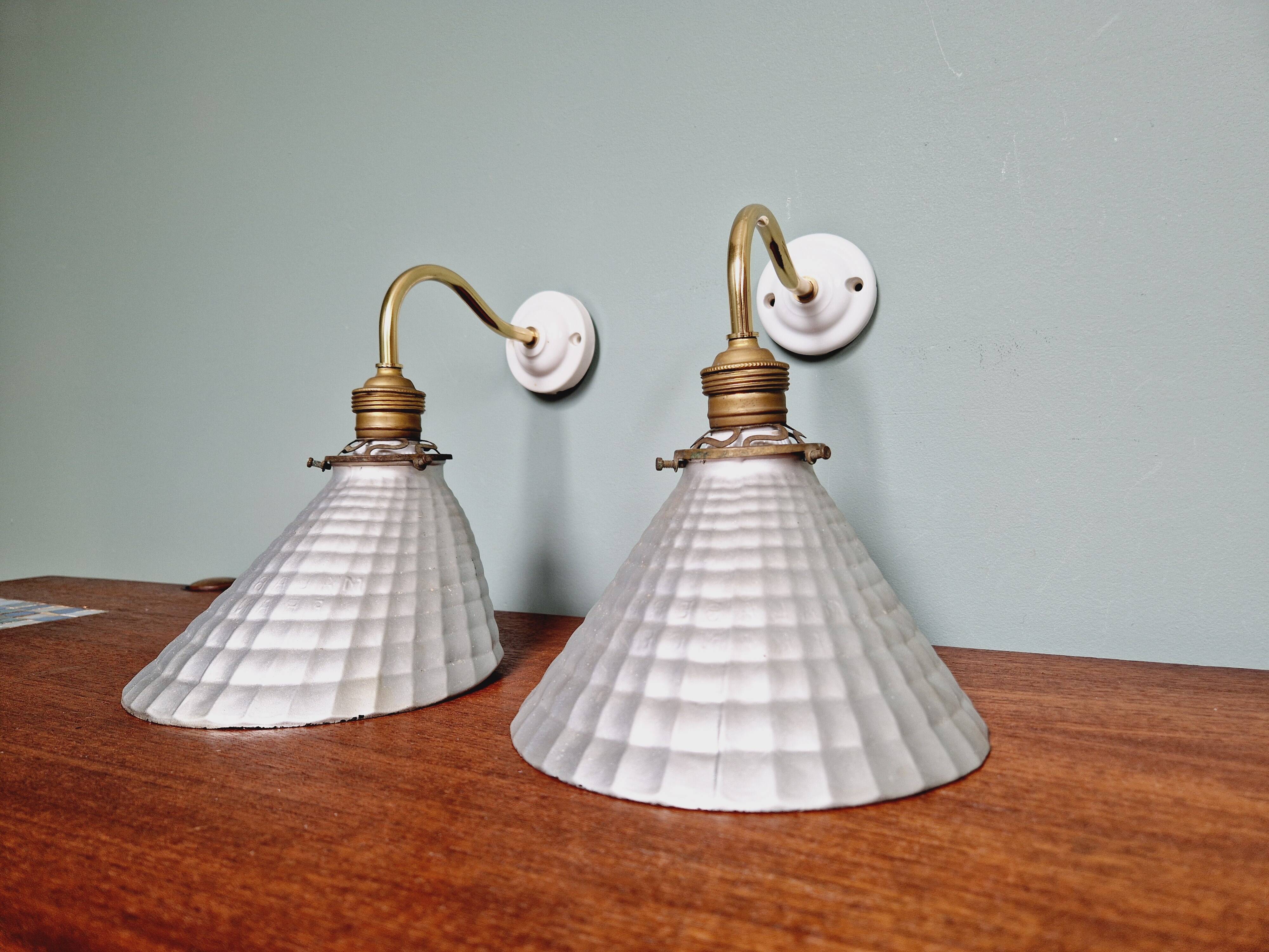 Pair of mercurized glass wall sconces, Maison Malabert, 1930s