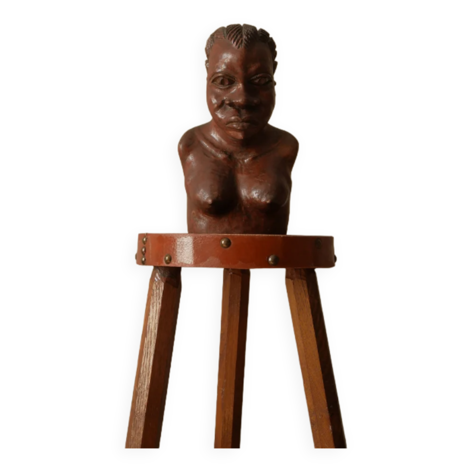 Carved wooden bust African art tribal ethnic decoration