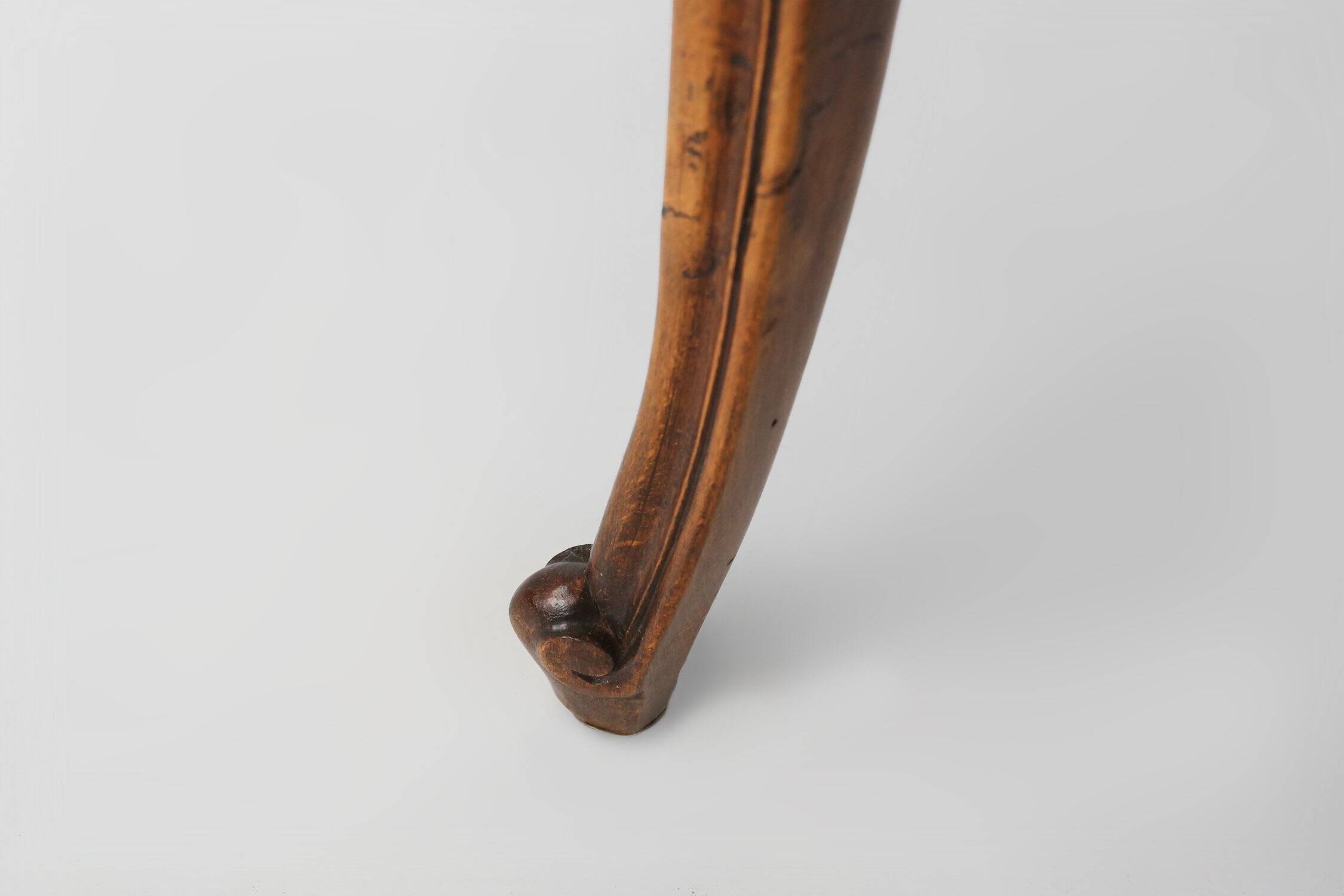 Sculpted Side Table in Wood, Glass & Rattan, France 1950s