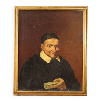 Tableau Portrait de Saint Vincent de Paul du 19ème siècle