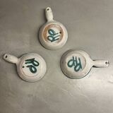 Set of 3 ceramic frying pans by Robert Picault