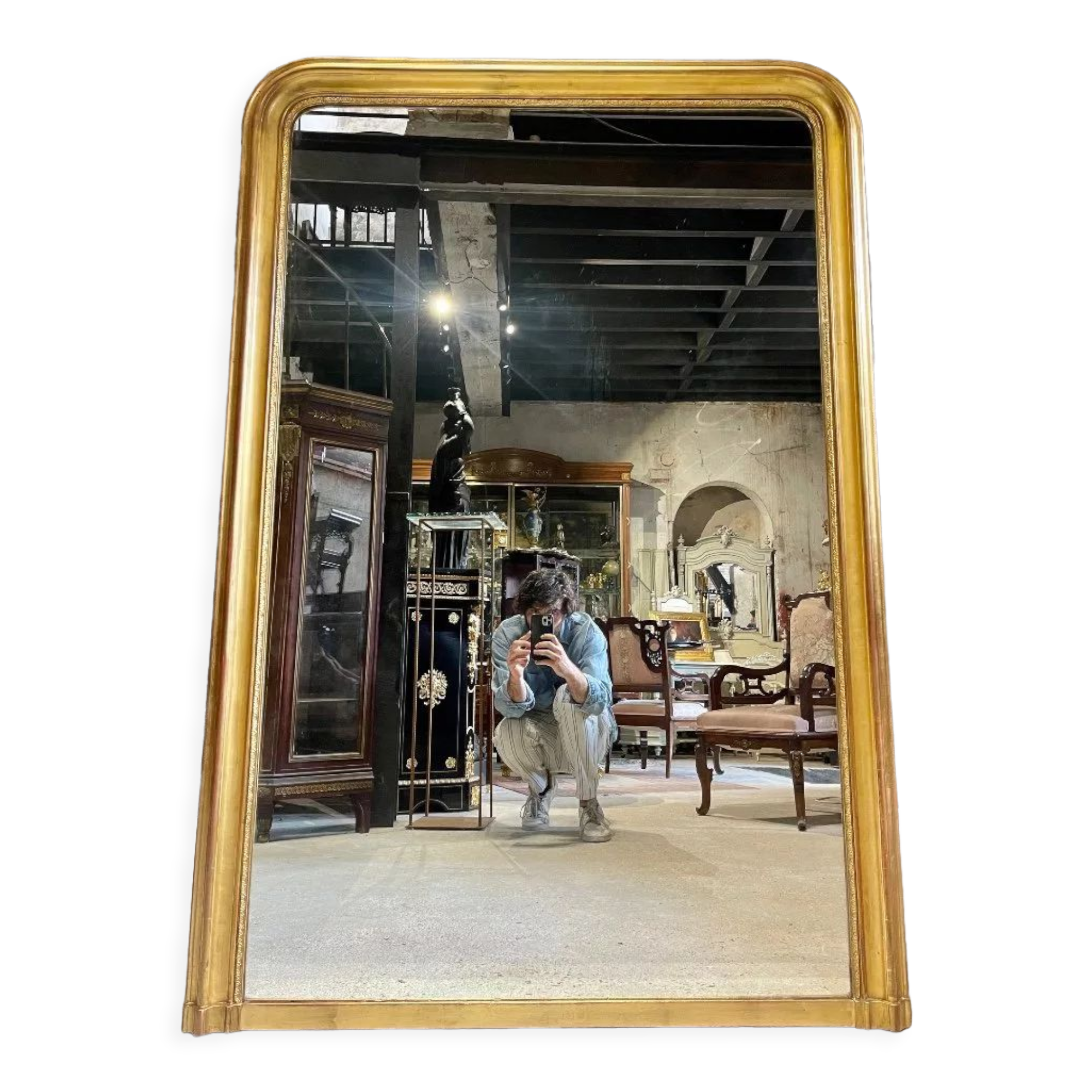 Fireplace mirror gilded wood louis philippe xix century 1m75 x 1m21