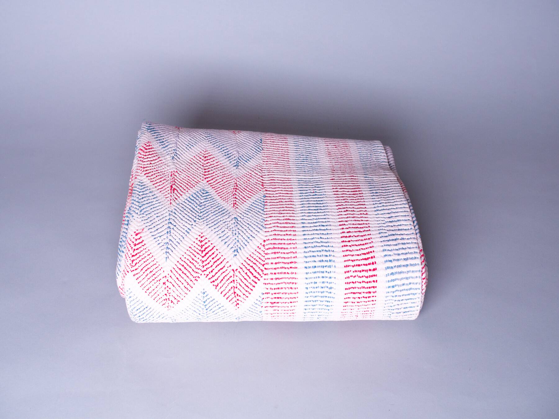 Vintage kantha "Bengal Chevron" blue and red.