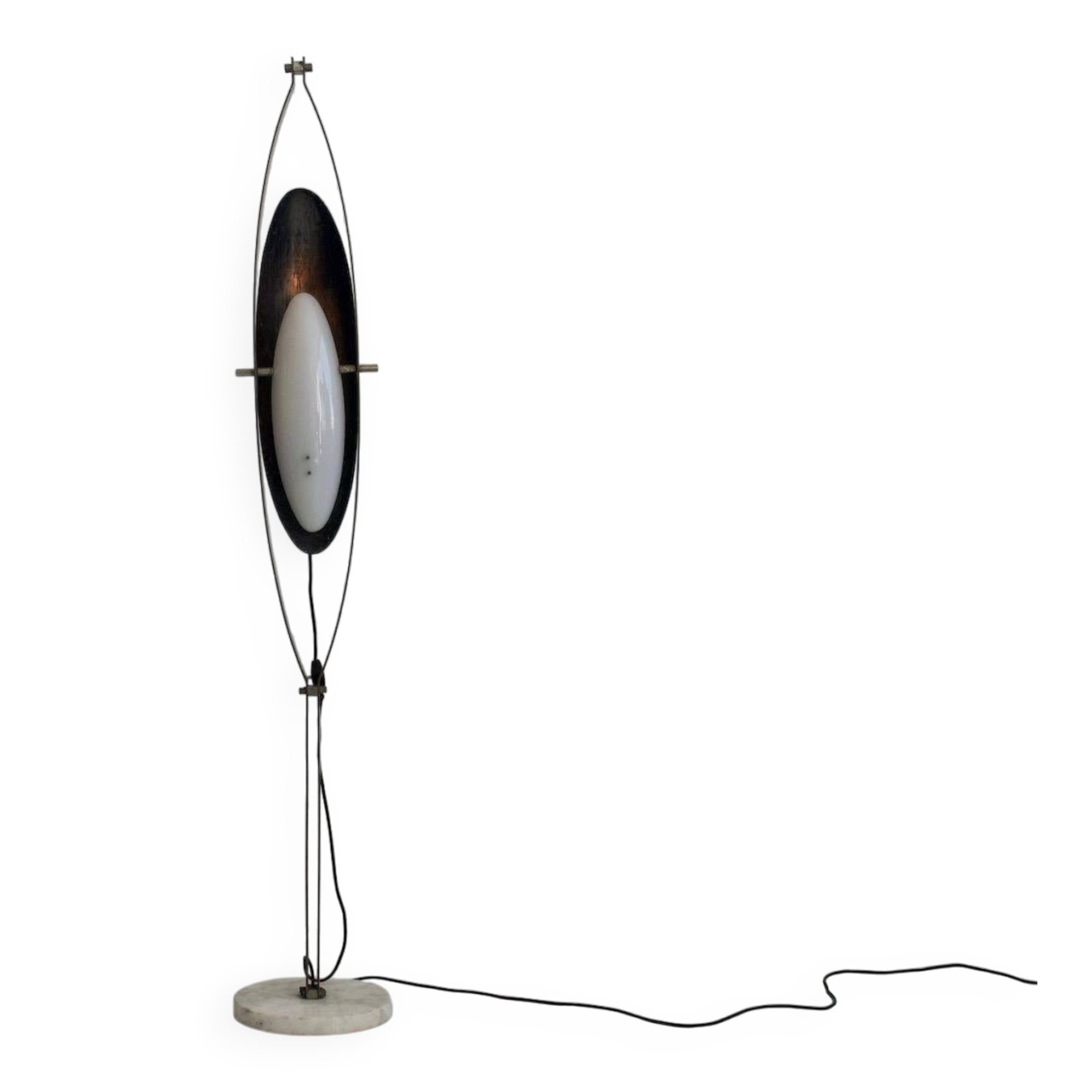 White plexiglass, steel and copper floor lamp by Goffredo Reggiani.