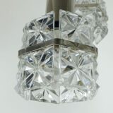 1960s mid century PENDANT LIGHT 5-light cascading lamp faceted glass and chrome
