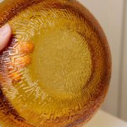 Amber Glass Ashtray - Vintage Textured Glass, Italy 1980s, Decorative Retro Gift