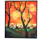 Painting 'Aftenrode' - mid century modern / 70's abstract