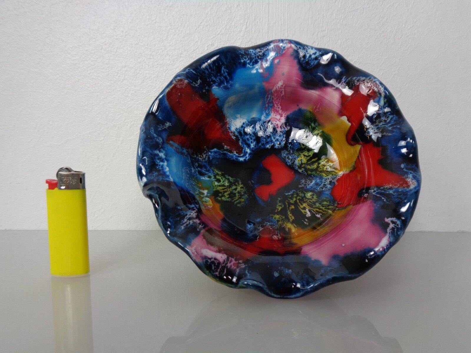 French multicoloured studio ceramic bowl from Vallauris, 1970s