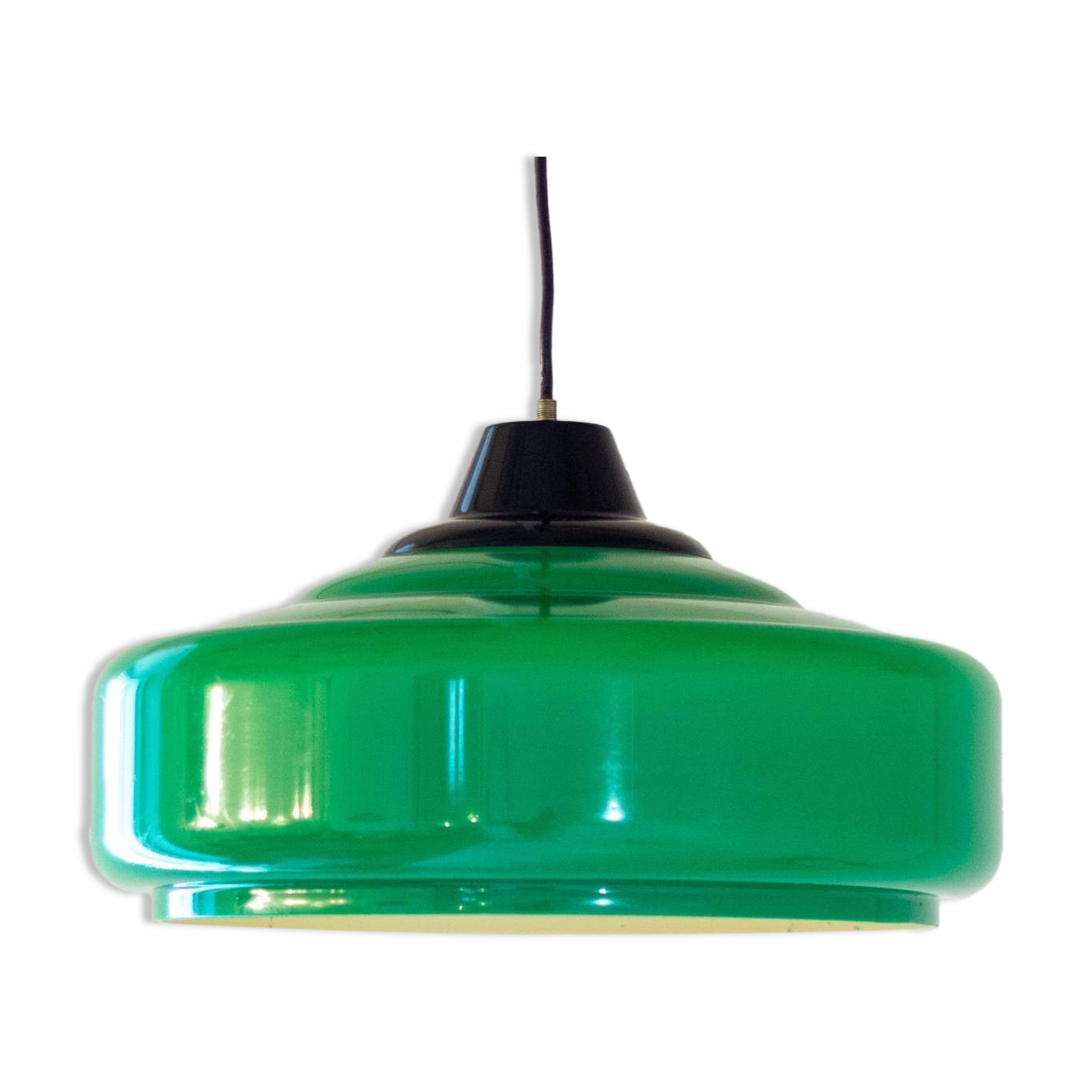Lustre de billard vintage italien vert, années 1970