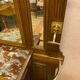Walnut coat rack and brass hooks