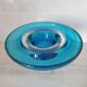 Round blue Murano glass bowl by Venini / signed