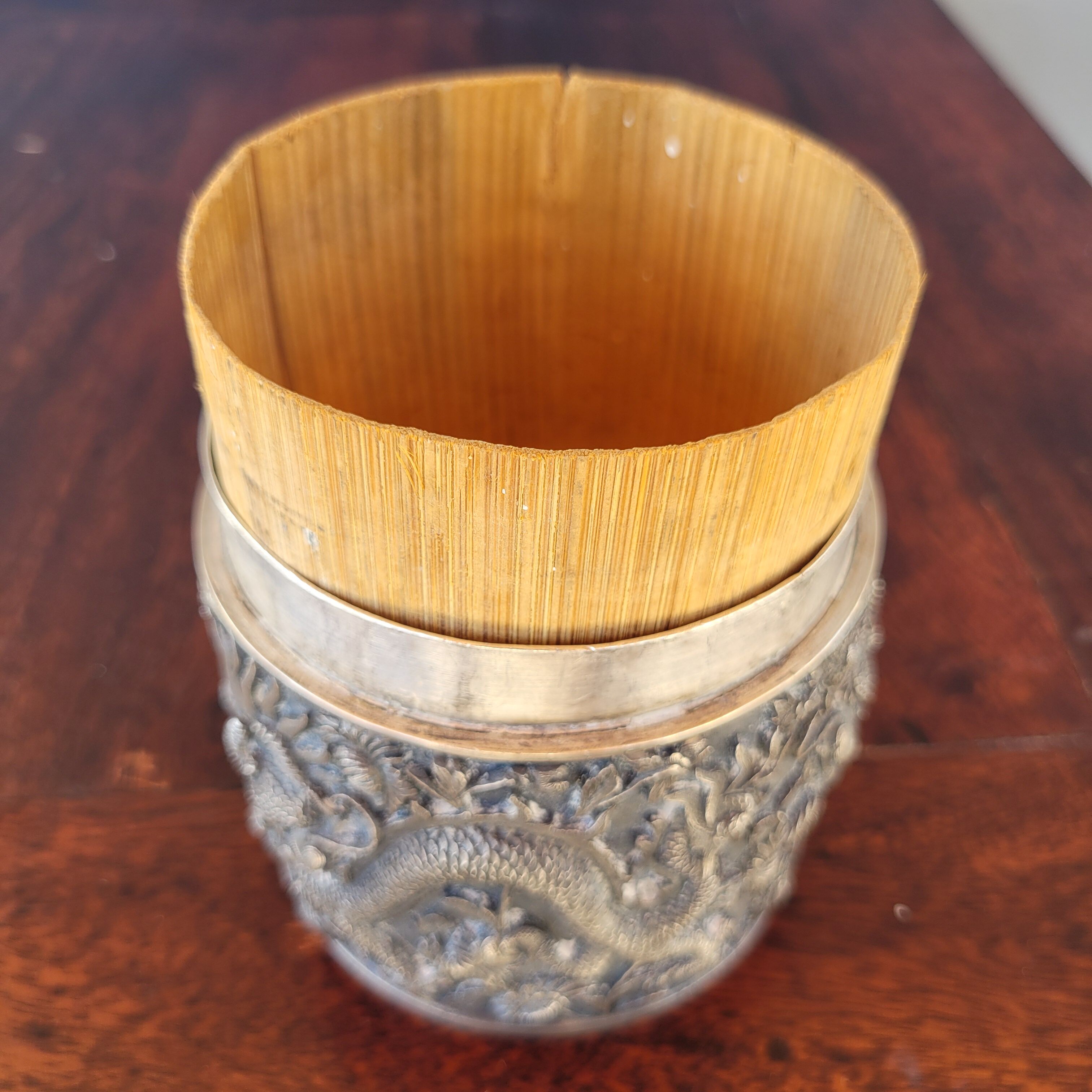 Chiseled Solid Silver Tea Box Vietnam