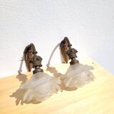 Pair of antique gilded wall lamps