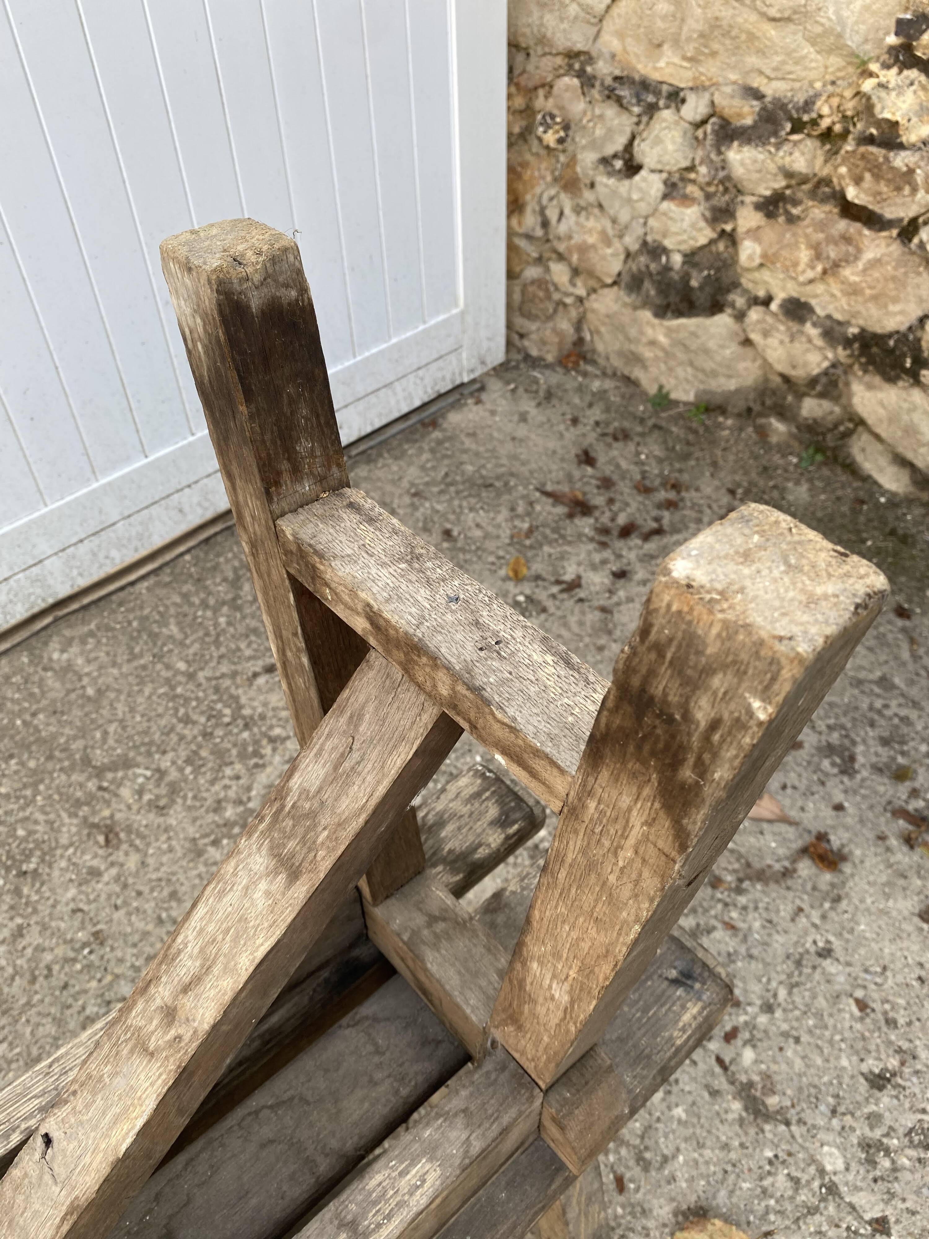 Pair of 2m solid oak wood farm benches for rustic farm table 1900
