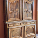 High art nouveau sideboard with 2 bodies in walnut
