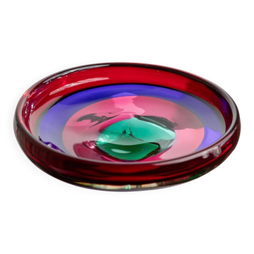 Multicolored Murano Glass Bowl by Fulvio Bianconi for Gino Mazzega - Large Italian 1960s Glass Art