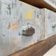 Artisanal workshop bank in patinated wood, circa 1950.