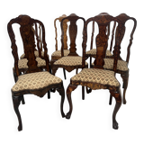 Set of eight Dutch marquetry chairs from the 19th century.