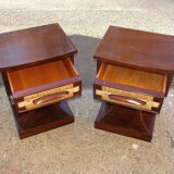 Pair of mahogany nightstands and mulching manufacturing Mexico in 1959