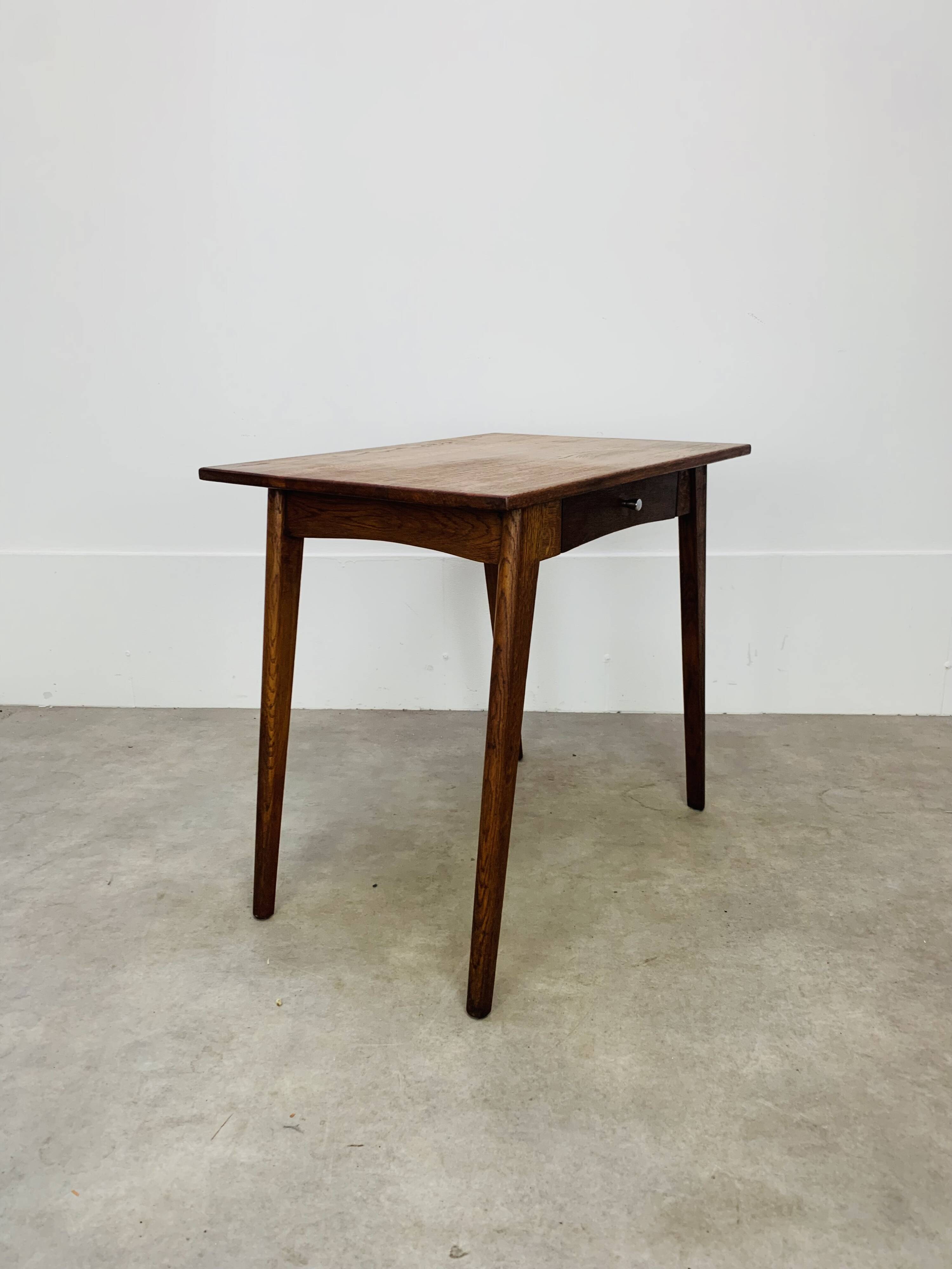 1950s oak desk, vintage, compass legs
