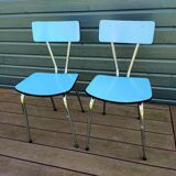 Pair of blue formica chairs