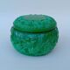 Bohemian handmade malachite glass candy dish or jewelry box.
