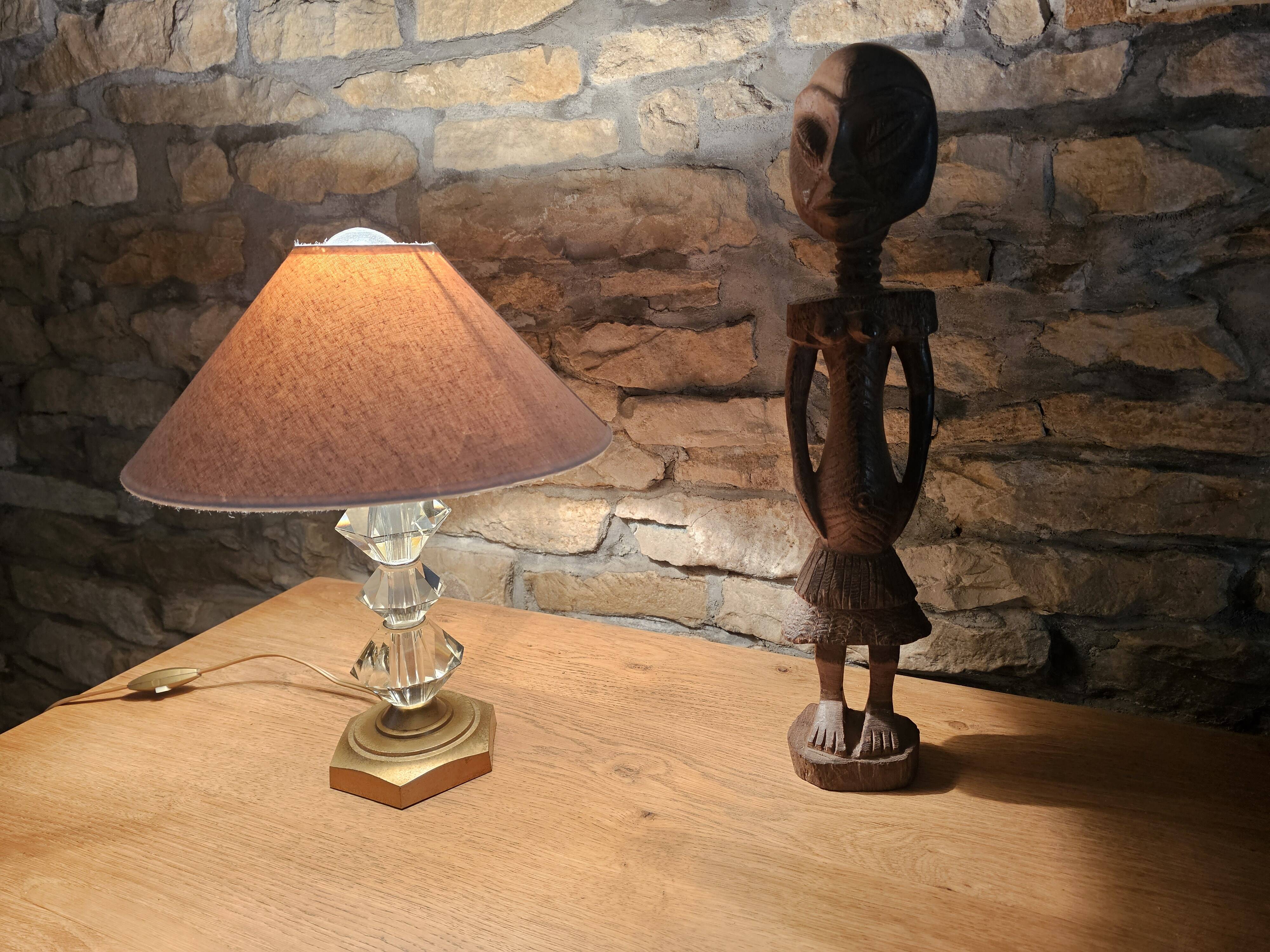 Art Deco Table Lamp - Brass Base Glass