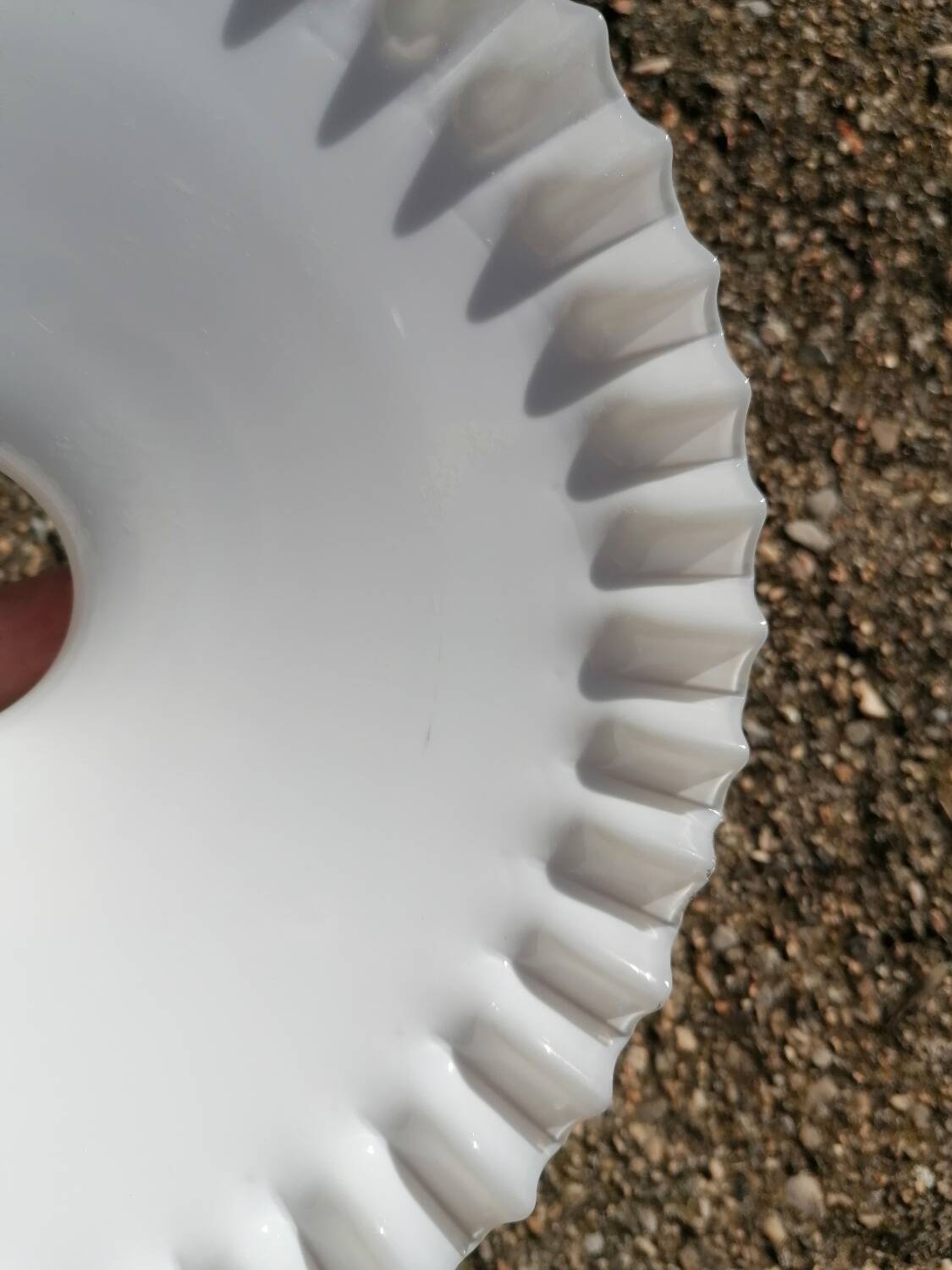 Vintage white scalloped opaline glass pendant lampshade