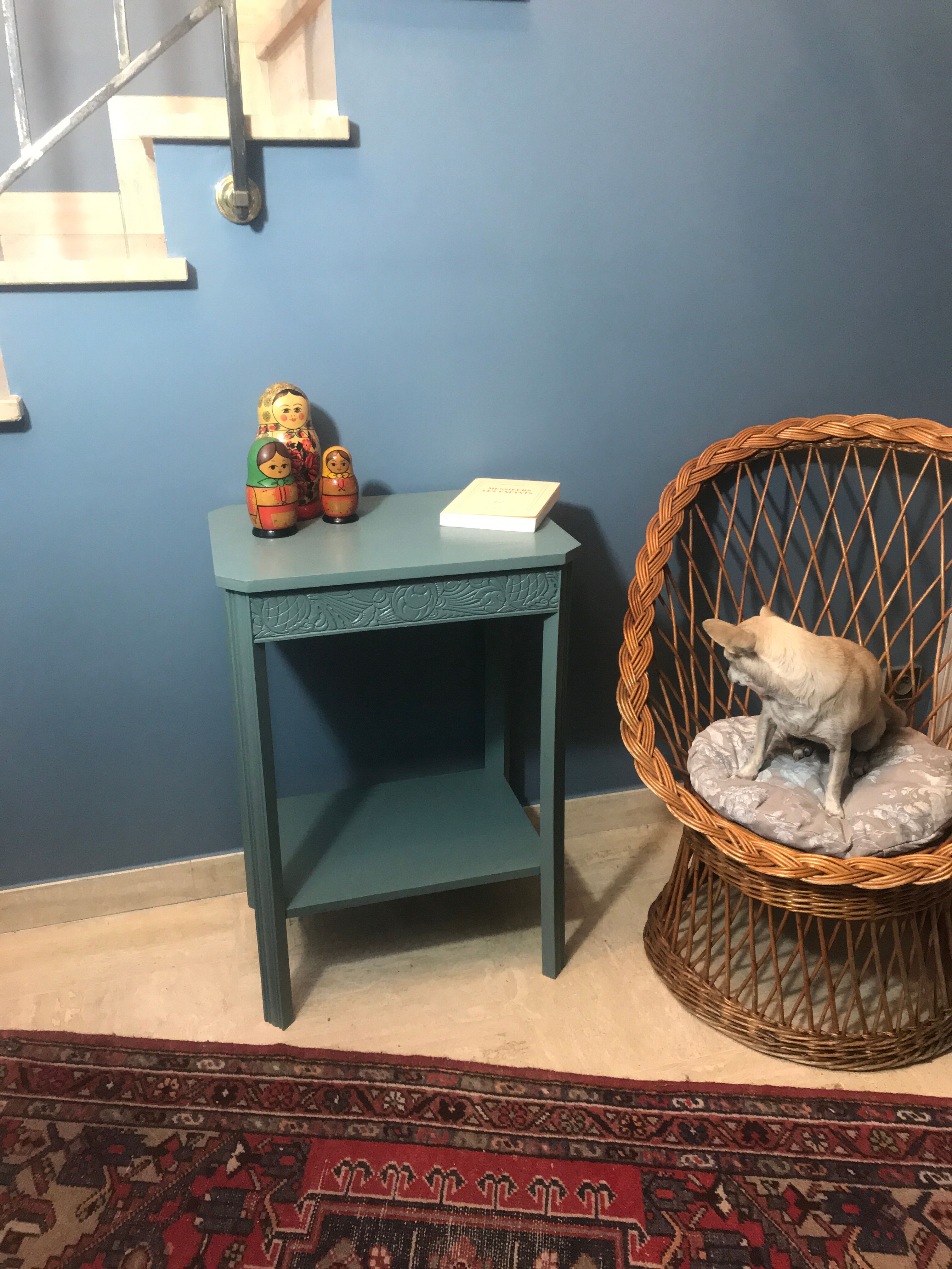 Blue/green art deco side table