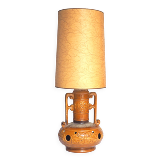 Large ochre ceramic floor lamp
