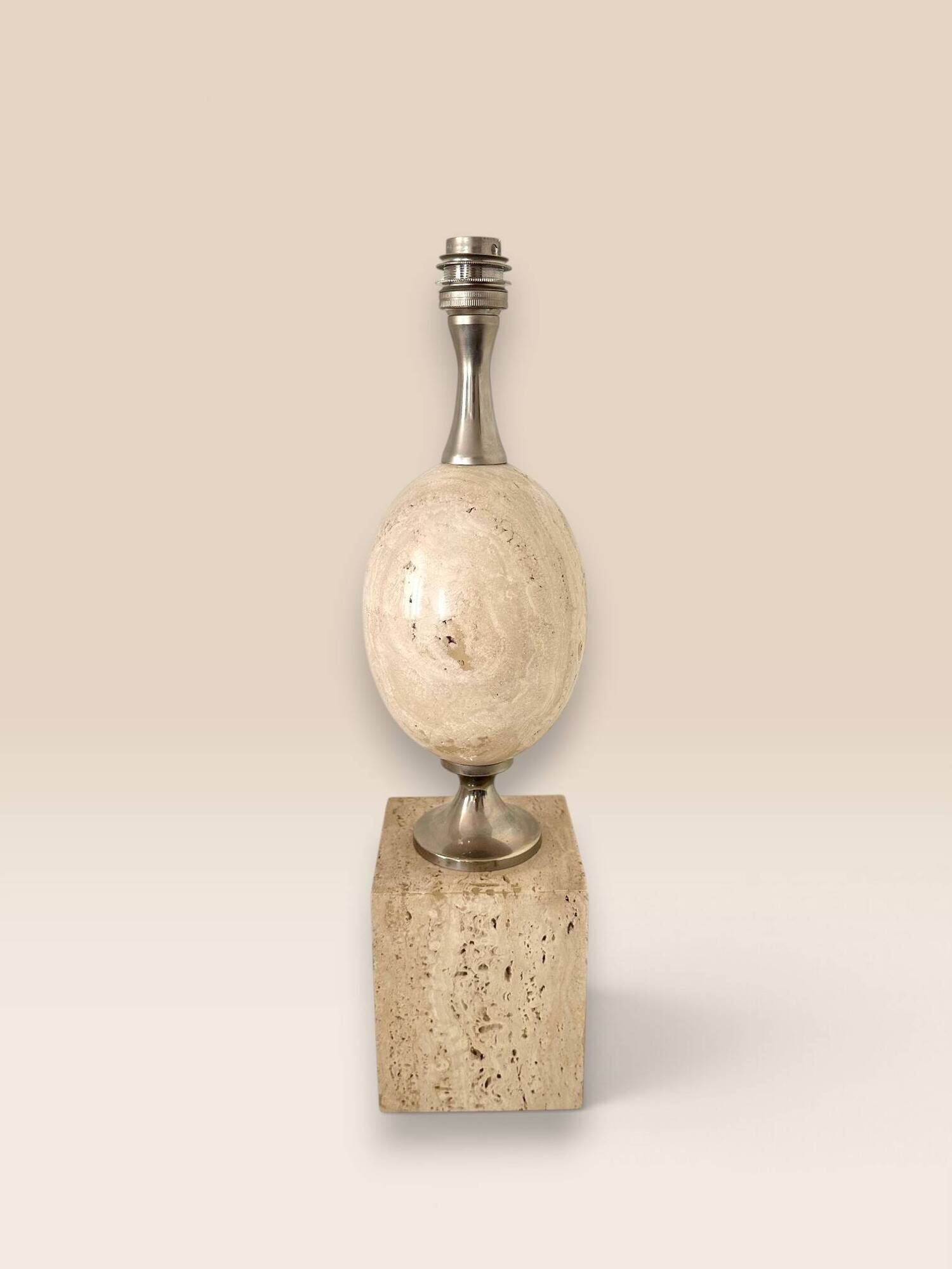 Travertine lamp by Philippe Barbier
