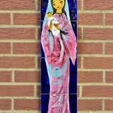 Virgin and Child - ceramic painting signed J.Ortega.