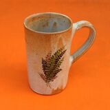 Traditional ceramic cup / mug decorated with fern leaves