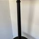 Vintage floor lamp in black patinated wood and striped lampshade