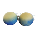 Blown glass lamps Verrerie de Vianne yellow blue marmorean glassware