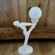White ceramic lamp and opaline globe woman art deco art nouveau