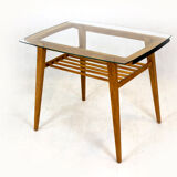 Wooden Coffee Table with Glass Top from Drevozpracujici Druzstvo, 1960s