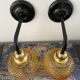 Pair of vintage sconces in electrified golden glass to nine