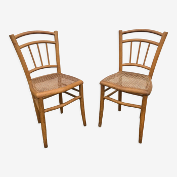 Paire de chaises bistrot cannées